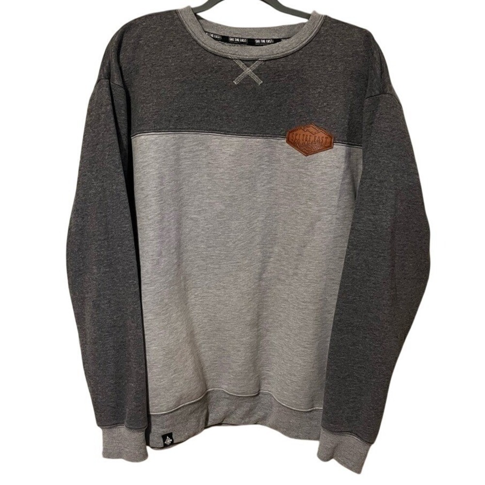 Ski The East Mens Crewneck Sweatshirt Pullover XL Grey Fleece Apres Ski
